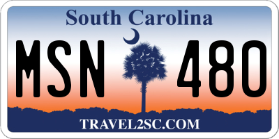 SC license plate MSN480