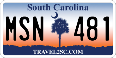SC license plate MSN481