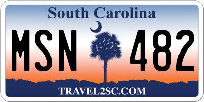 SC license plate MSN482