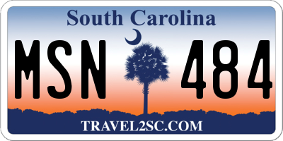 SC license plate MSN484