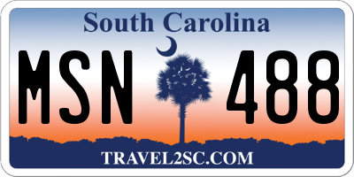 SC license plate MSN488