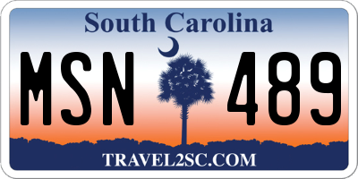 SC license plate MSN489