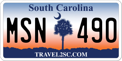 SC license plate MSN490