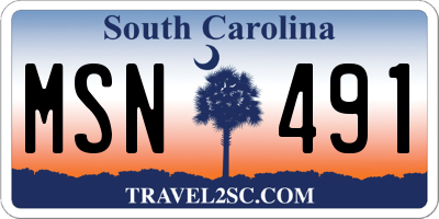 SC license plate MSN491