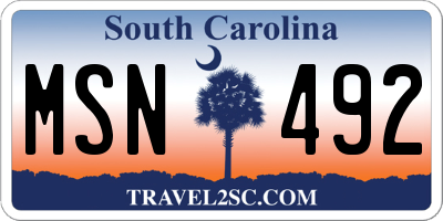 SC license plate MSN492