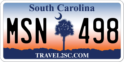 SC license plate MSN498