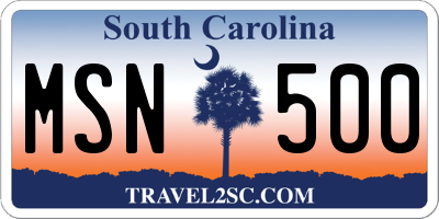 SC license plate MSN500
