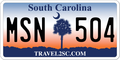 SC license plate MSN504