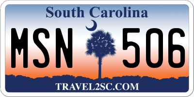 SC license plate MSN506