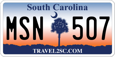 SC license plate MSN507
