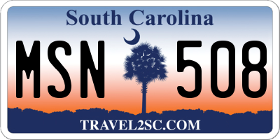 SC license plate MSN508