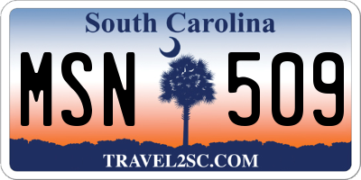 SC license plate MSN509