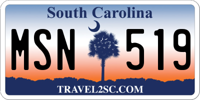 SC license plate MSN519