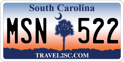 SC license plate MSN522
