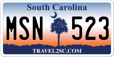 SC license plate MSN523