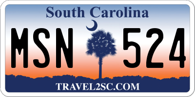 SC license plate MSN524
