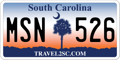 SC license plate MSN526