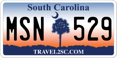 SC license plate MSN529