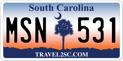 SC license plate MSN531