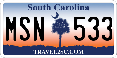 SC license plate MSN533