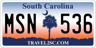 SC license plate MSN536
