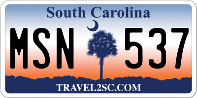 SC license plate MSN537