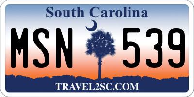 SC license plate MSN539