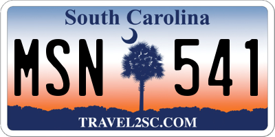 SC license plate MSN541