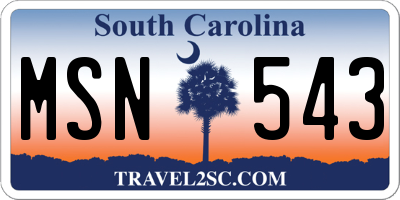SC license plate MSN543