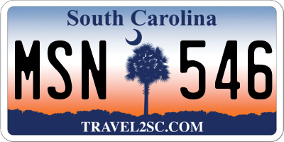 SC license plate MSN546