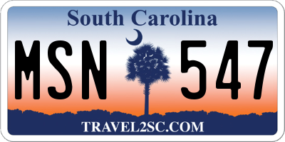 SC license plate MSN547