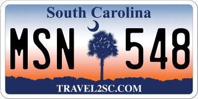 SC license plate MSN548