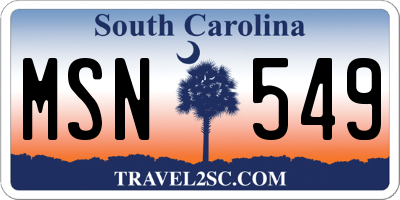 SC license plate MSN549