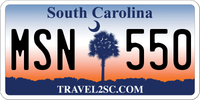 SC license plate MSN550