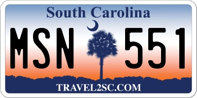 SC license plate MSN551