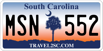 SC license plate MSN552