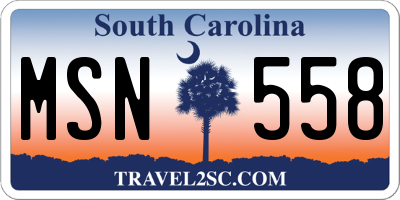 SC license plate MSN558