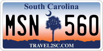 SC license plate MSN560