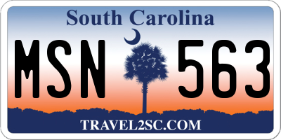 SC license plate MSN563