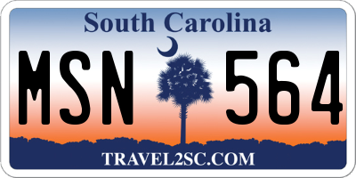 SC license plate MSN564
