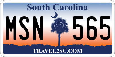 SC license plate MSN565