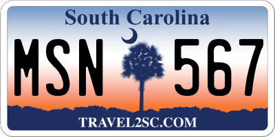SC license plate MSN567