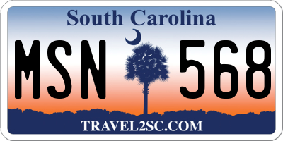 SC license plate MSN568