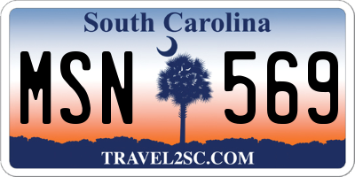 SC license plate MSN569