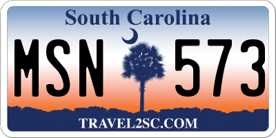 SC license plate MSN573
