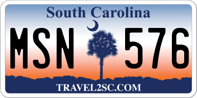 SC license plate MSN576