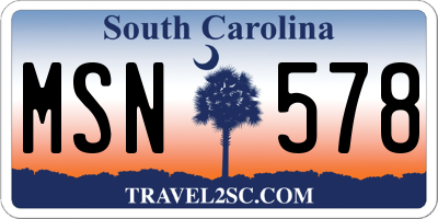 SC license plate MSN578