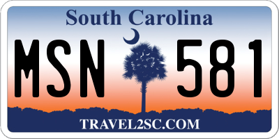 SC license plate MSN581