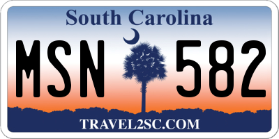 SC license plate MSN582
