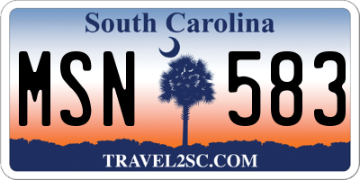 SC license plate MSN583